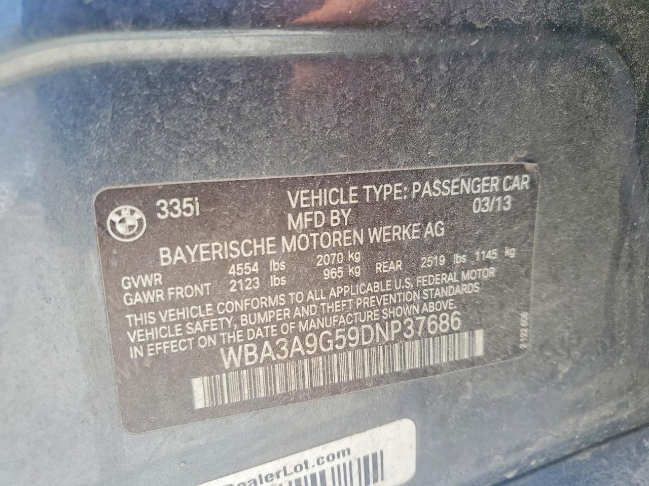 2013 Bmw 335 I Gray vin: WBA3A9G59DNP37686