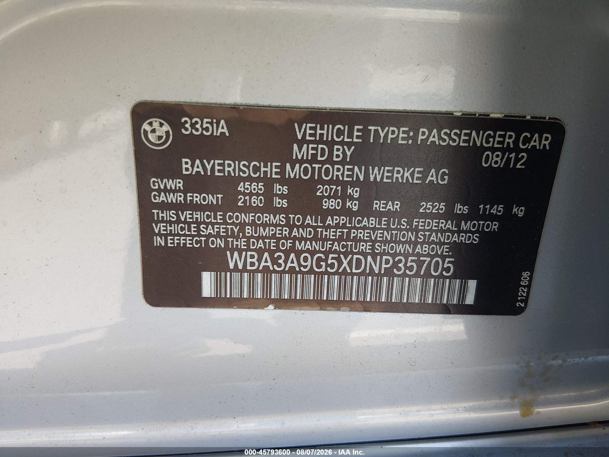 2013 Bmw 335i   Silver vin: WBA3A9G5XDNP35705