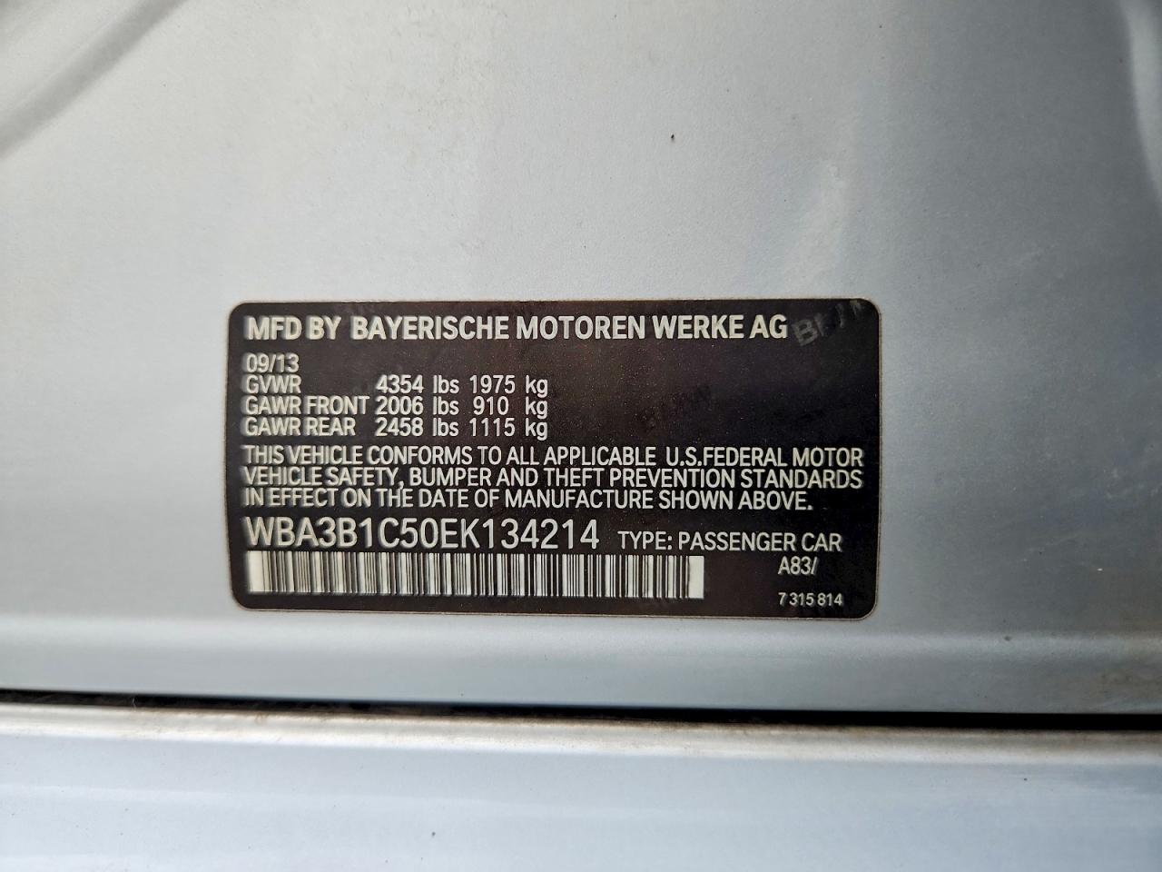 2014 Bmw 320 I Silver vin: WBA3B1C50EK134214