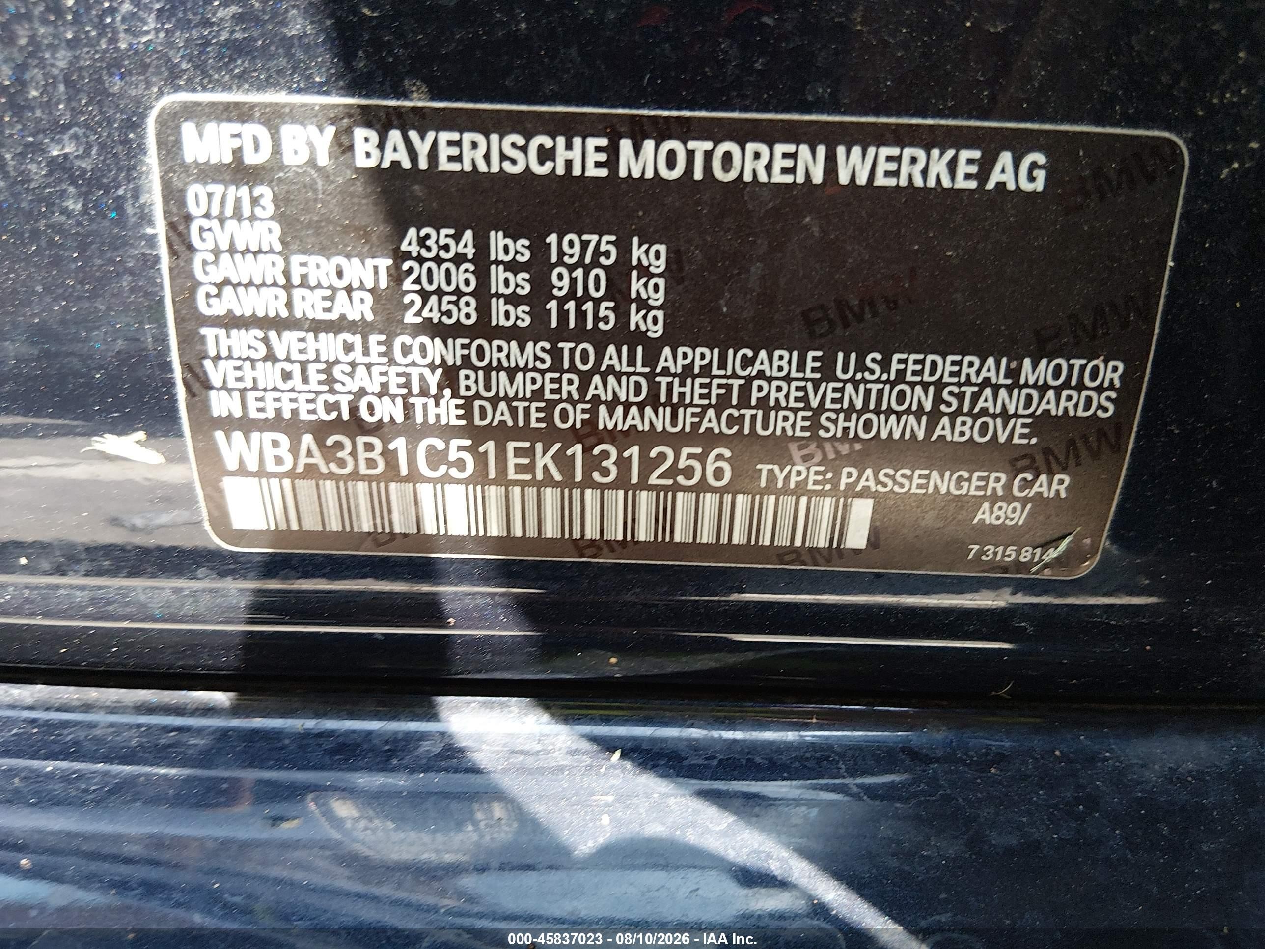 2014 Bmw 320i   Dark Blue vin: WBA3B1C51EK131256