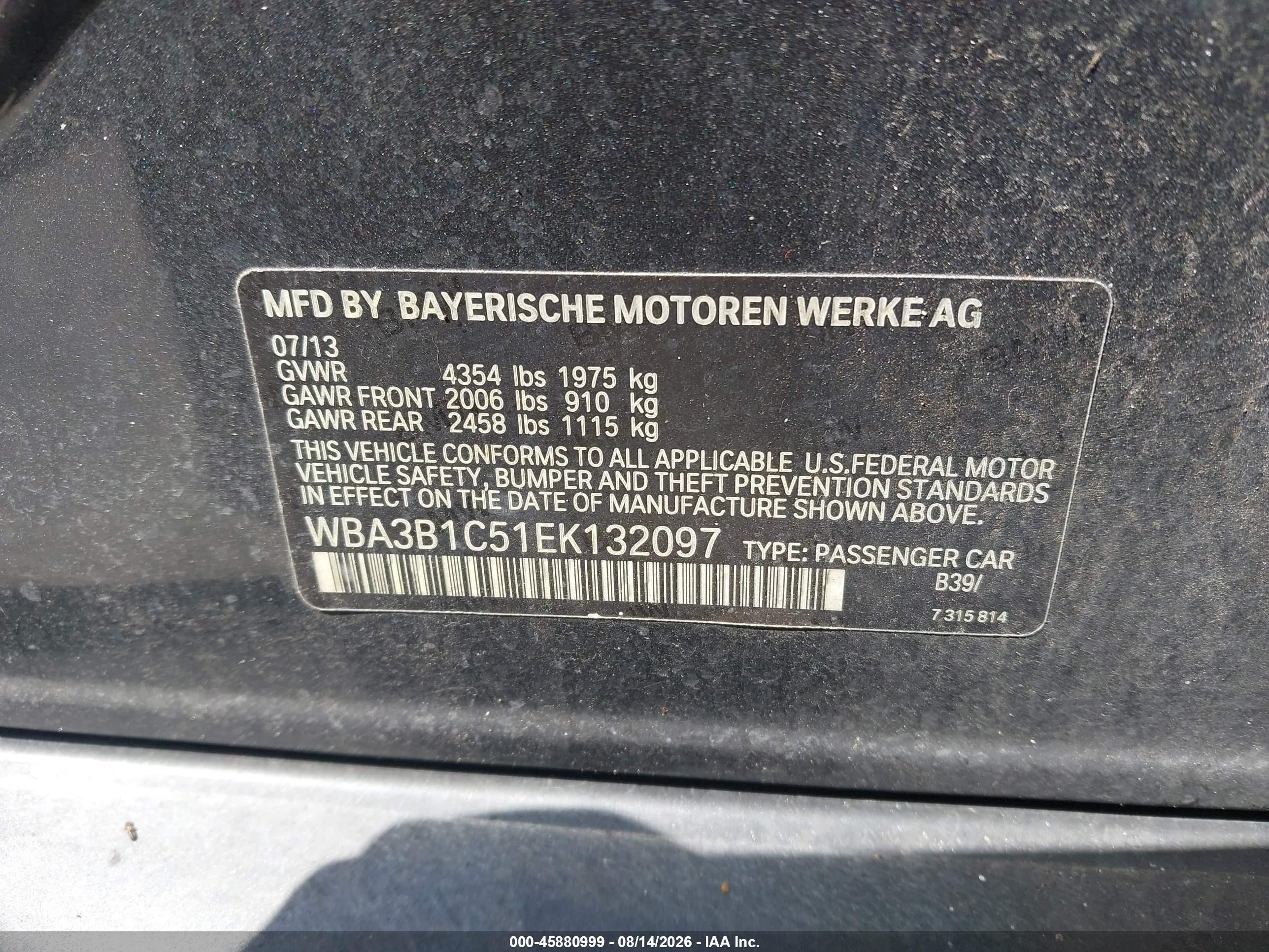 2014 Bmw 320i   Gray vin: WBA3B1C51EK132097