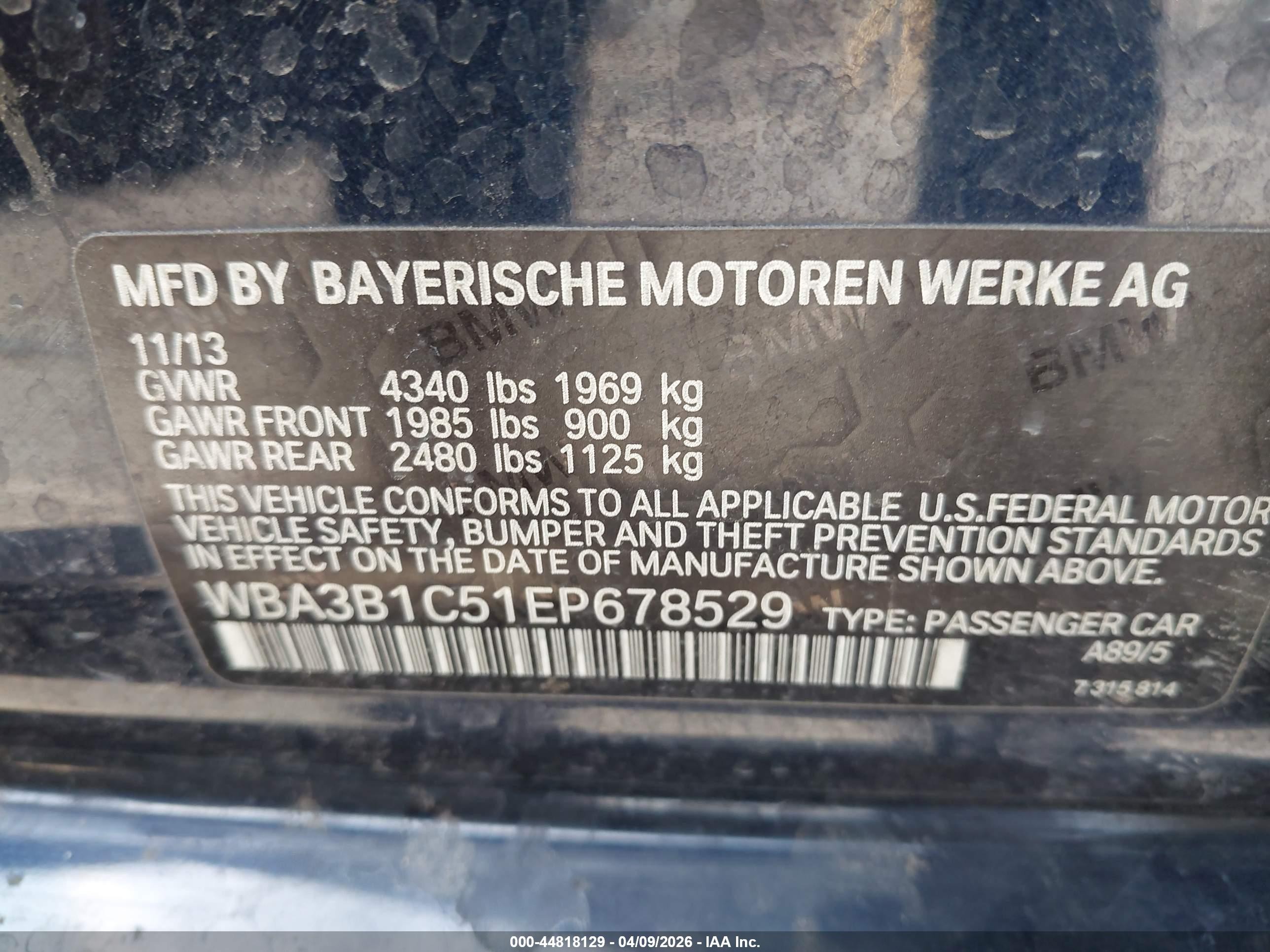 2014 Bmw 320i   Blue vin: WBA3B1C51EP678529