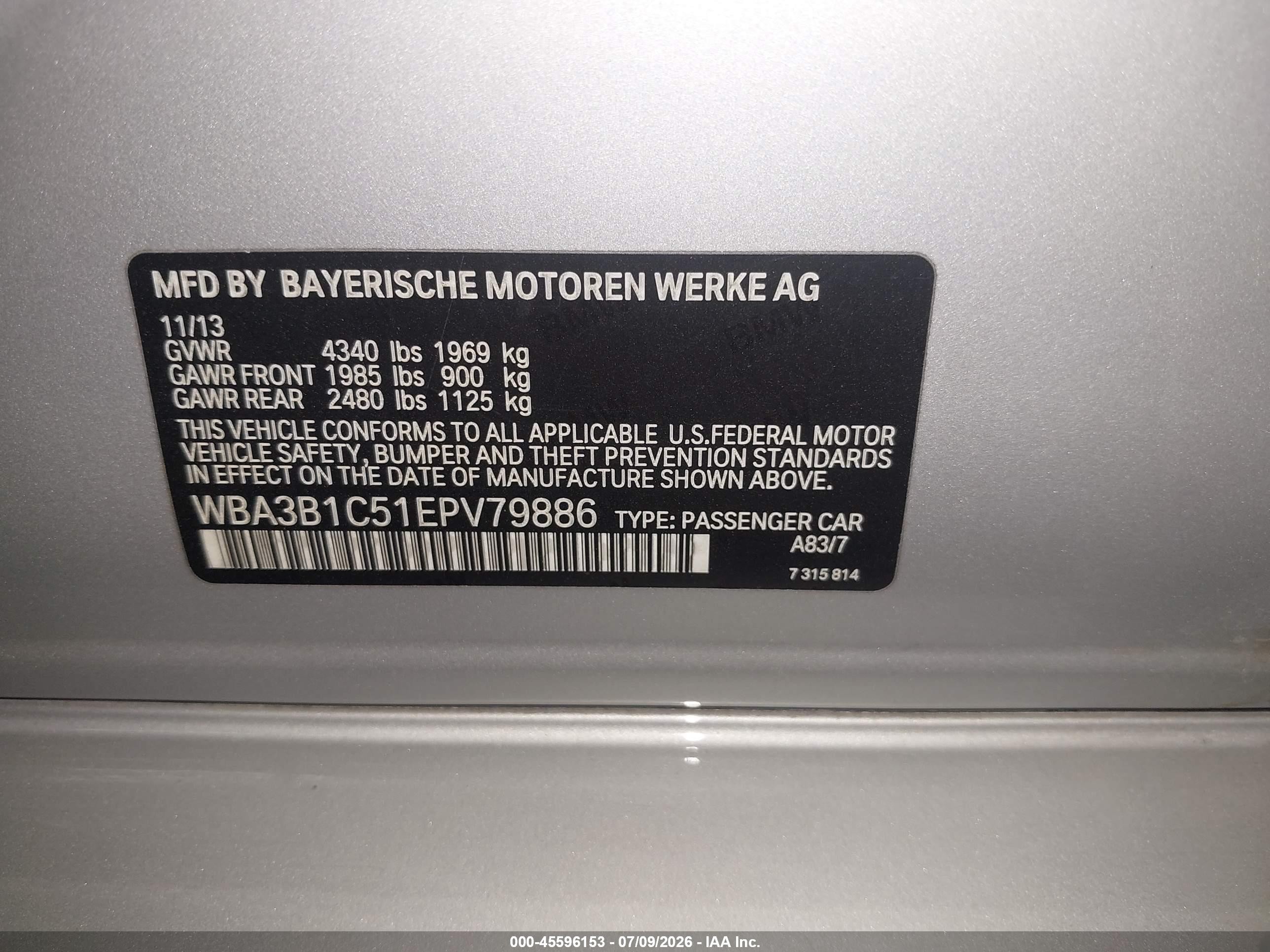 2014 Bmw 320i   Silver vin: WBA3B1C51EPV79886