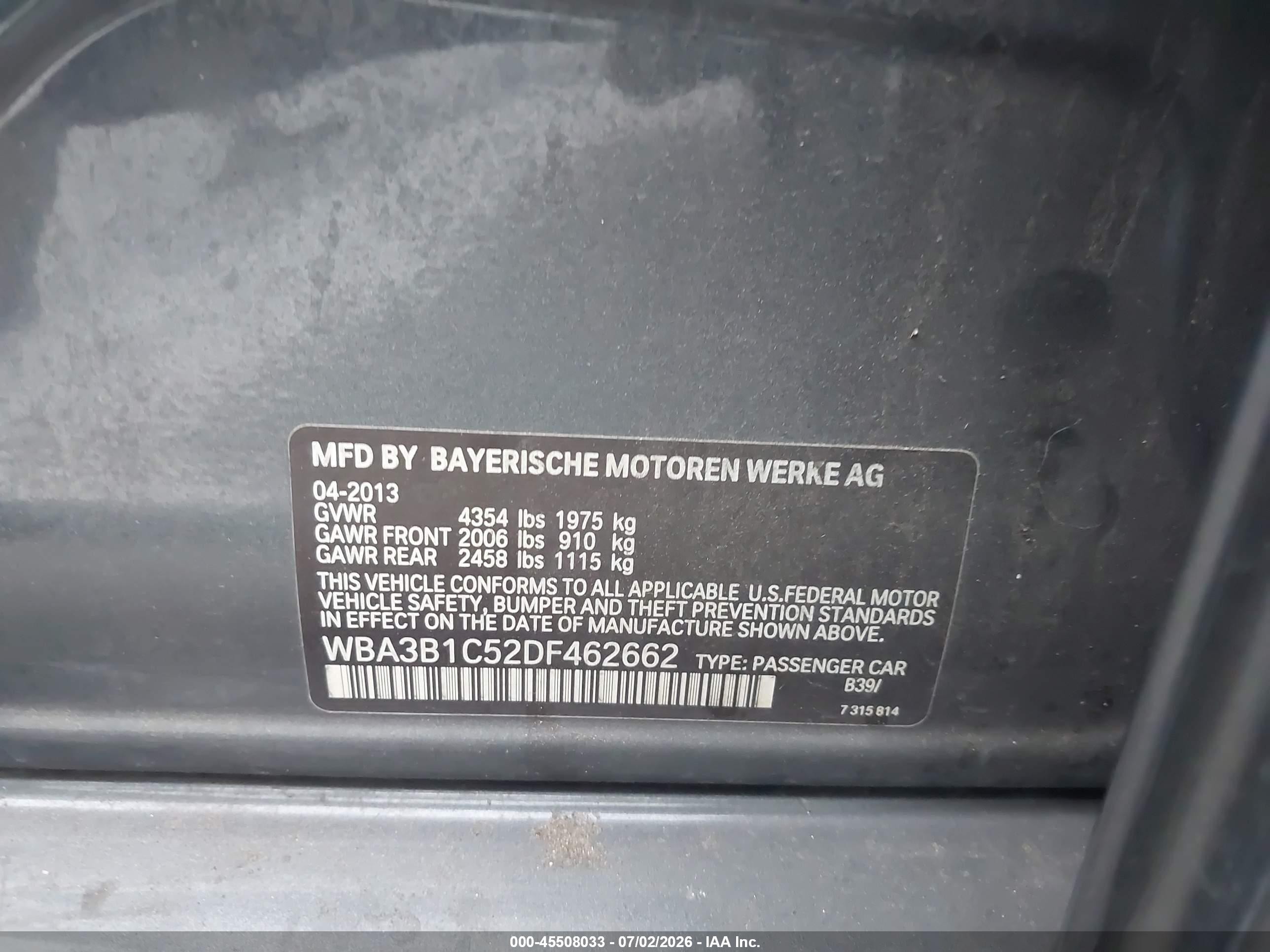 2013 Bmw 320i   Gray vin: WBA3B1C52DF462662