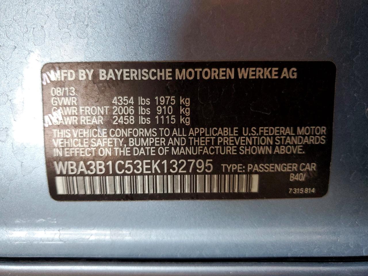 2014 Bmw 320 I Blue vin: WBA3B1C53EK132795