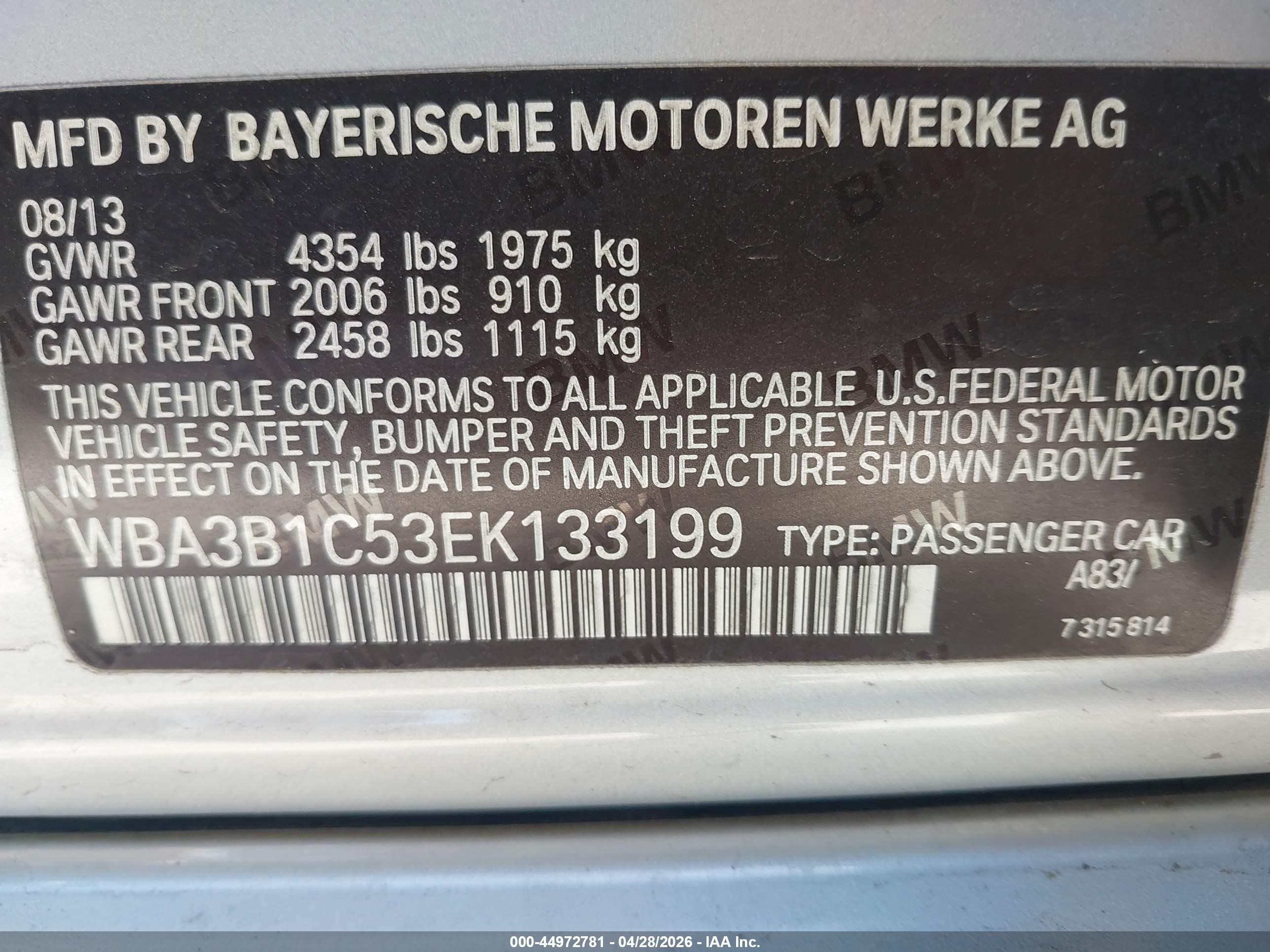 2014 Bmw 320i   Silver vin: WBA3B1C53EK133199