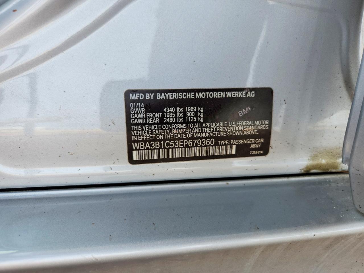 2014 Bmw 320 I Серебряный vin: WBA3B1C53EP679360