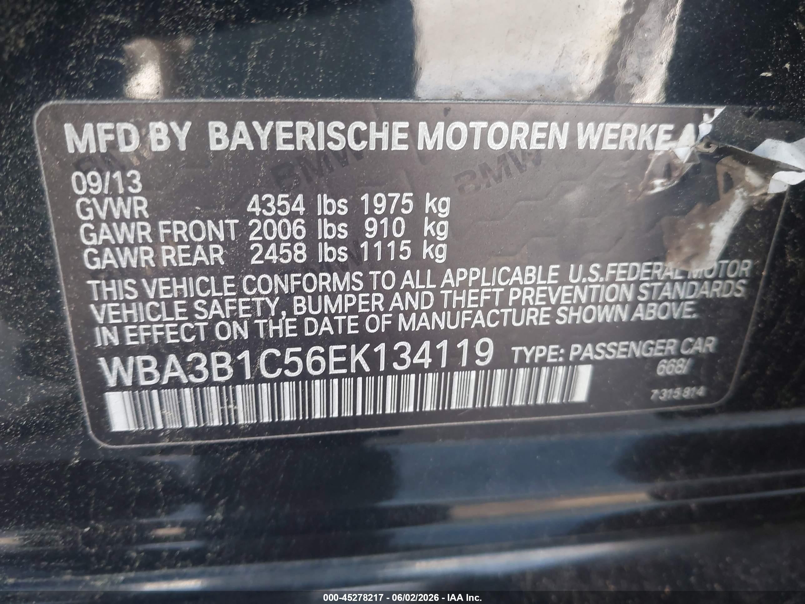 2014 Bmw 320i   Black vin: WBA3B1C56EK134119