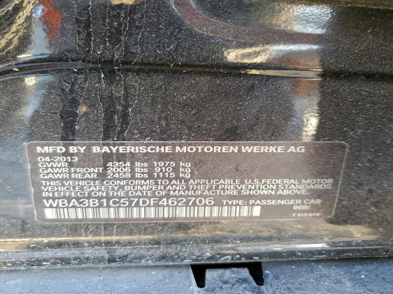 2013 Bmw 320 I Black vin: WBA3B1C57DF462706