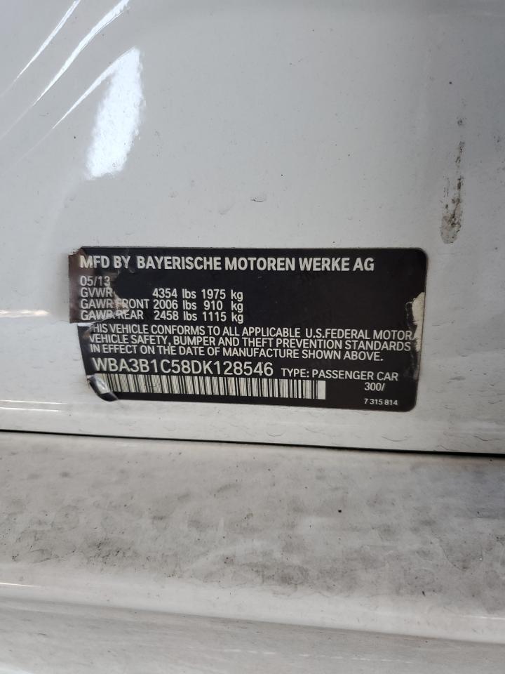 2013 Bmw 320 I White vin: WBA3B1C58DK128546