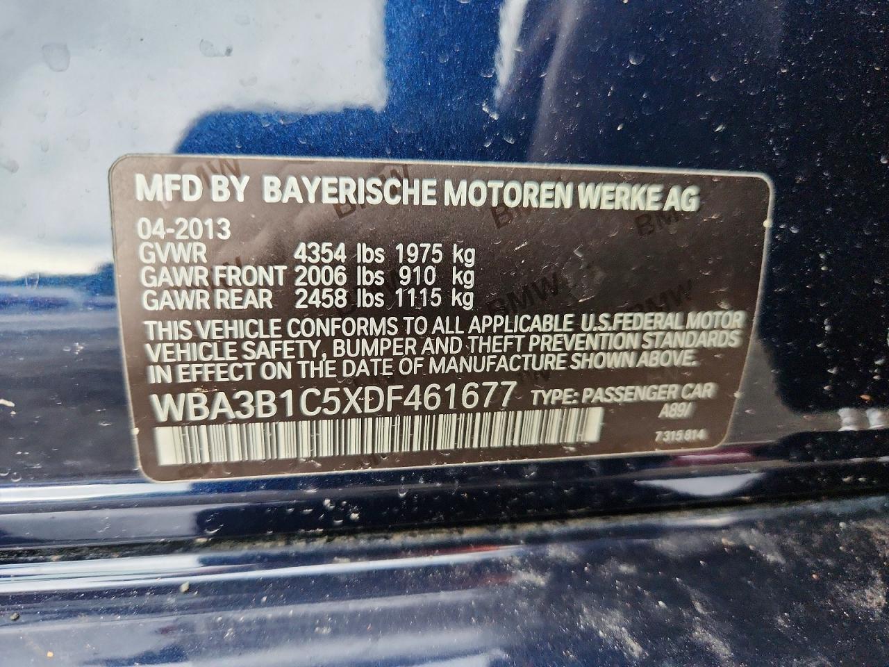 2013 Bmw 320 I Blue vin: WBA3B1C5XDF461677