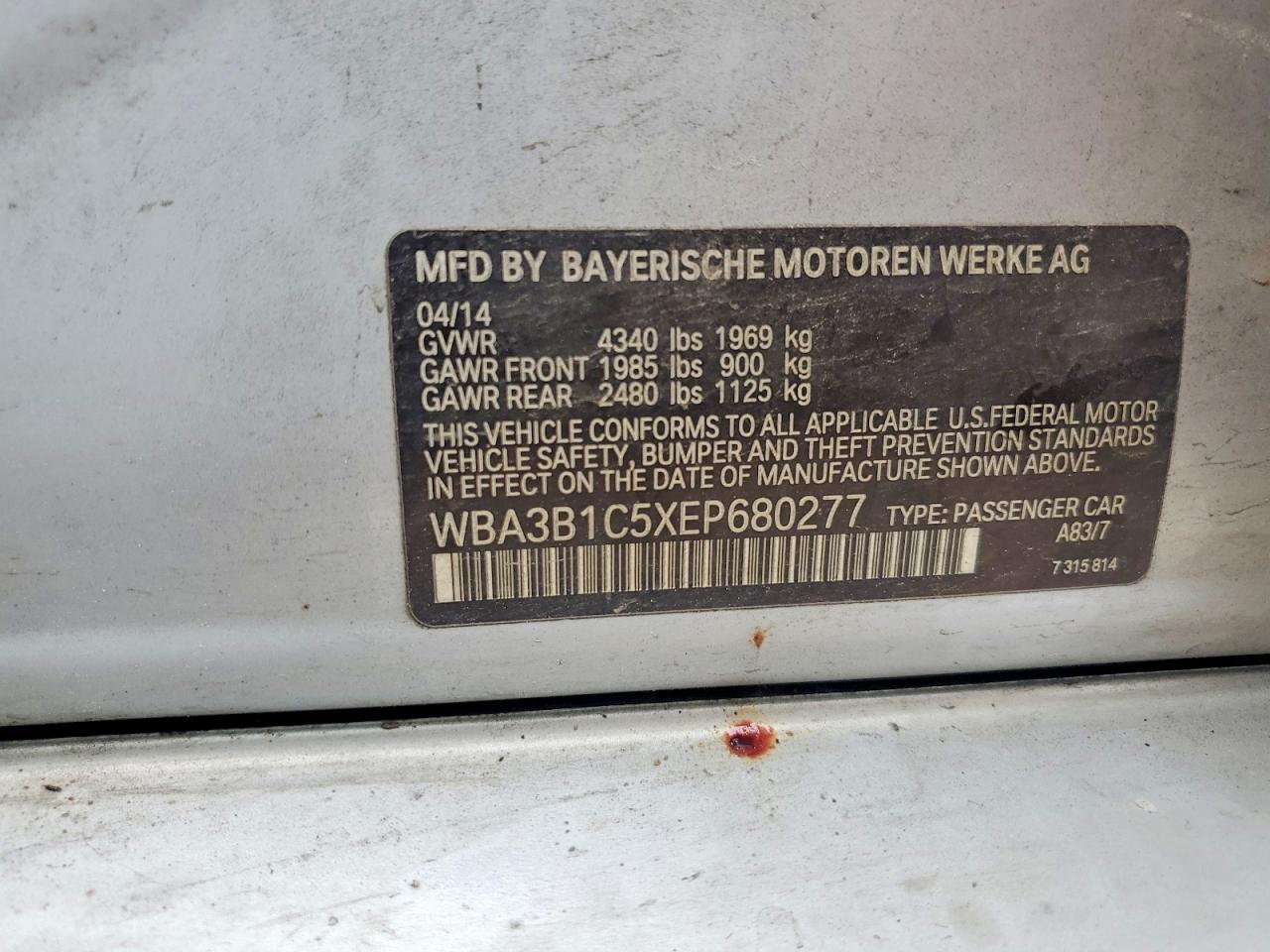 2014 Bmw 320 I Silver vin: WBA3B1C5XEP680277