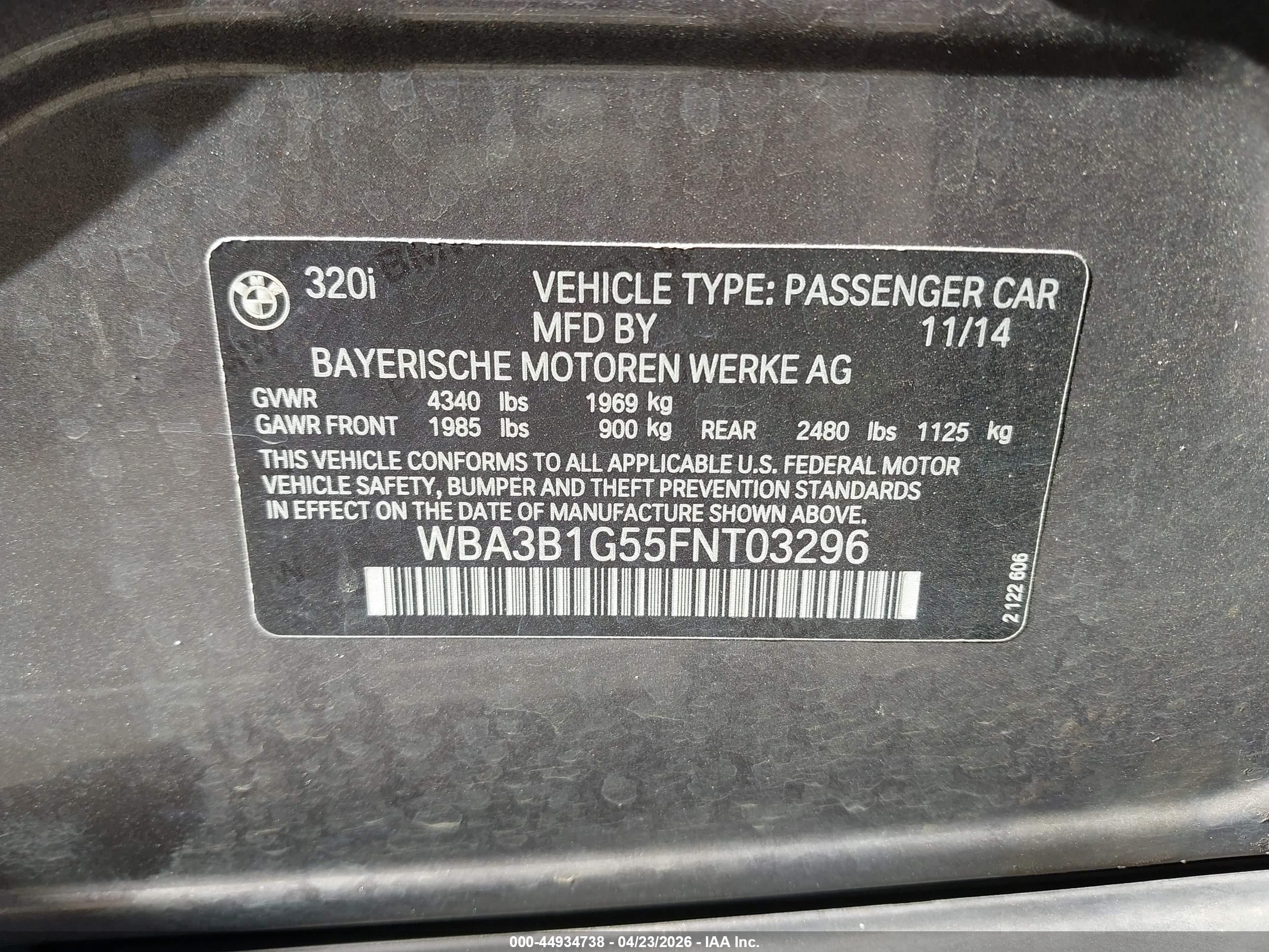 2015 Bmw 320i   Brown vin: WBA3B1G55FNT03296