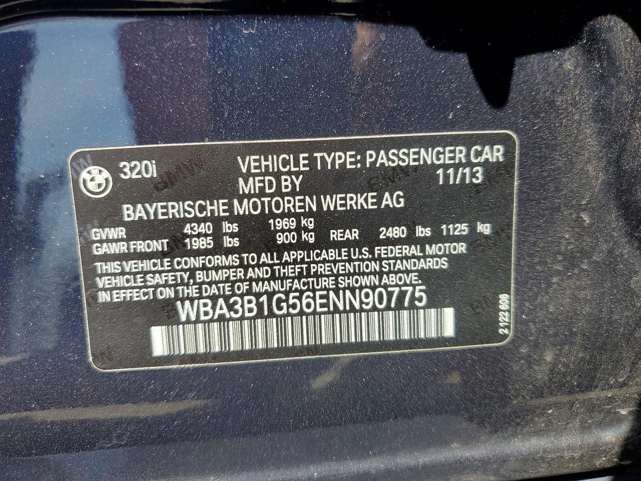 2014 Bmw 320 I Blue vin: WBA3B1G56ENN90775