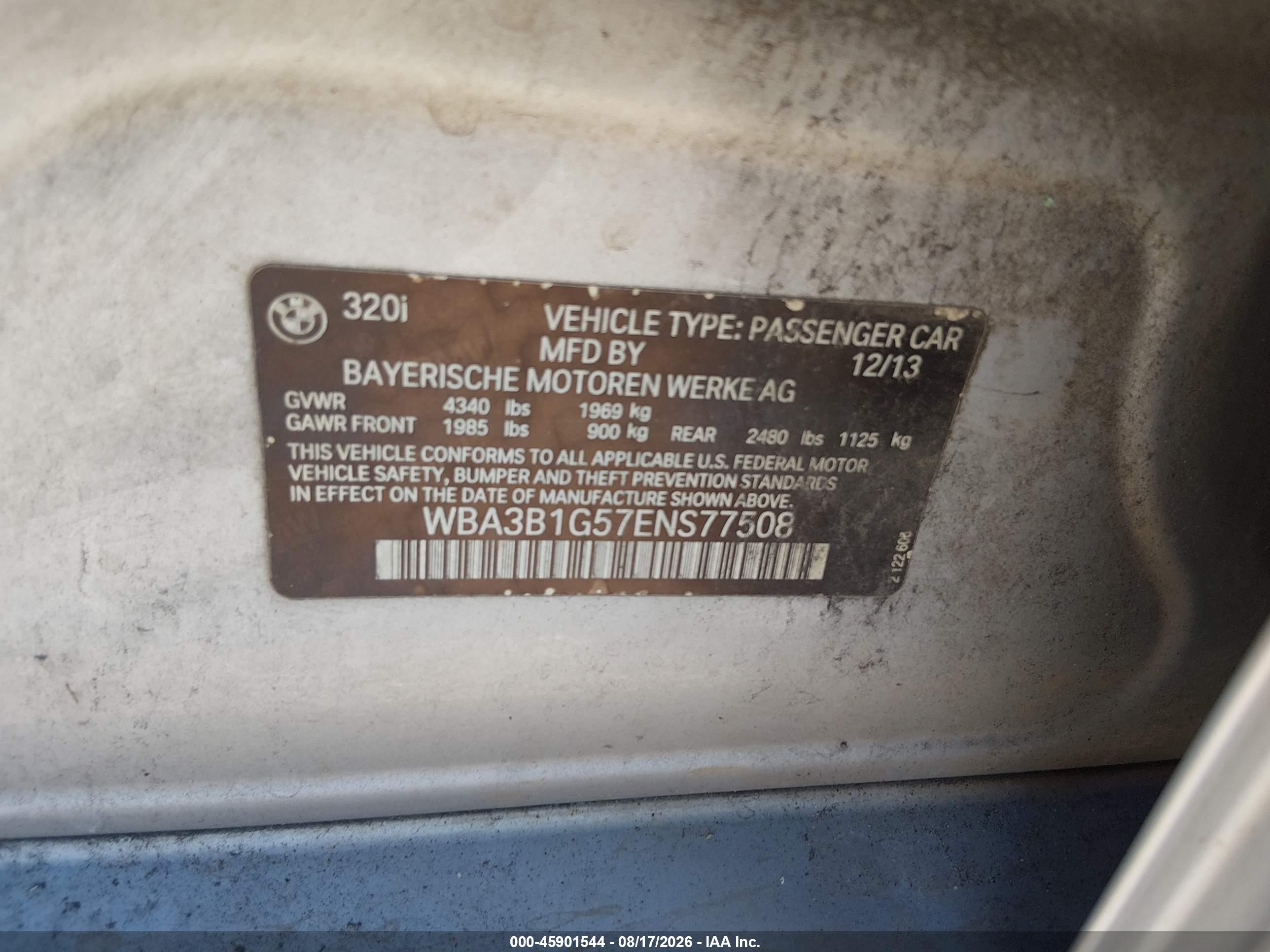 2014 Bmw 320i   Серебряный vin: WBA3B1G57ENS77508
