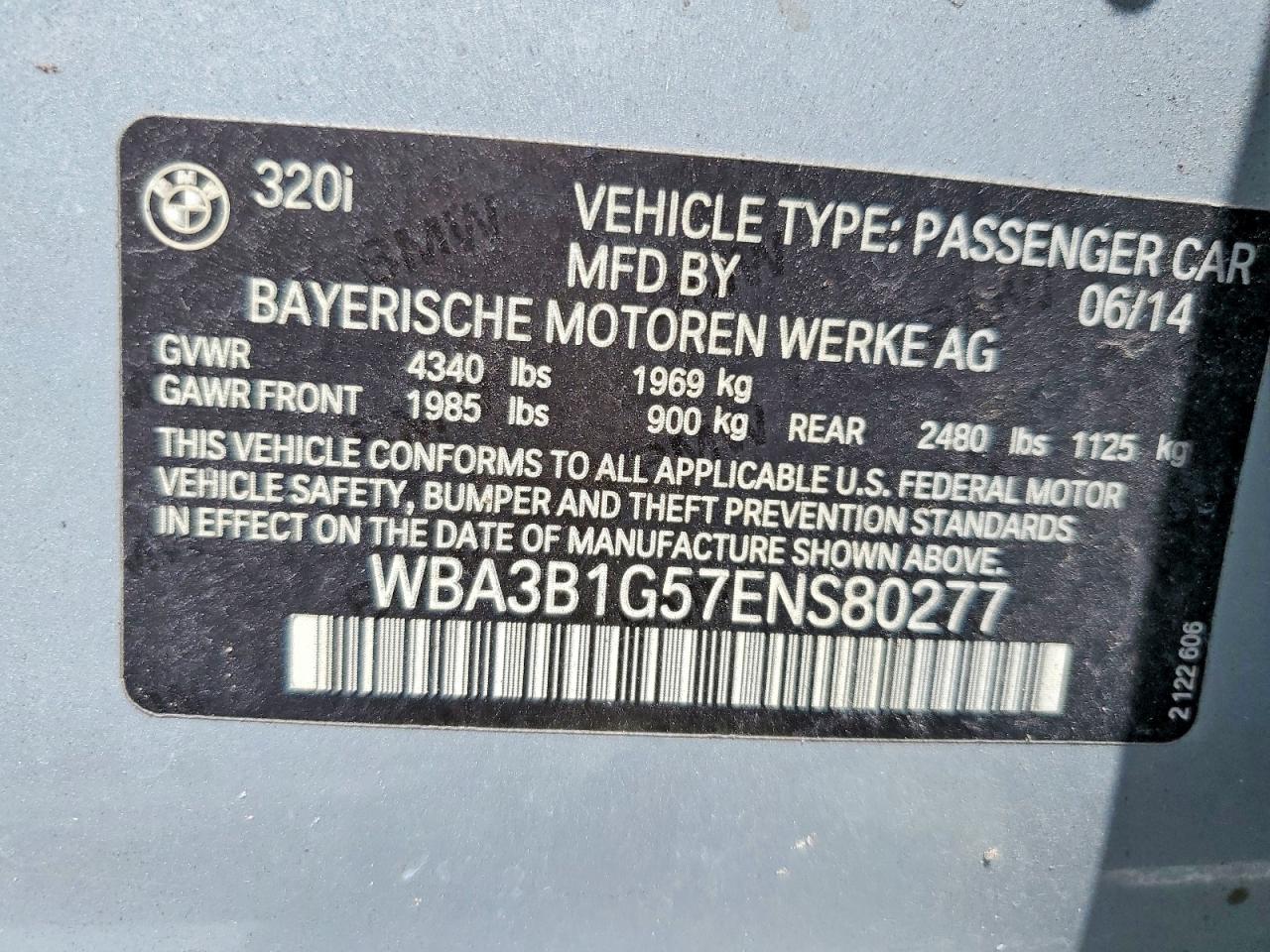 2014 Bmw 320 I Silver vin: WBA3B1G57ENS80277