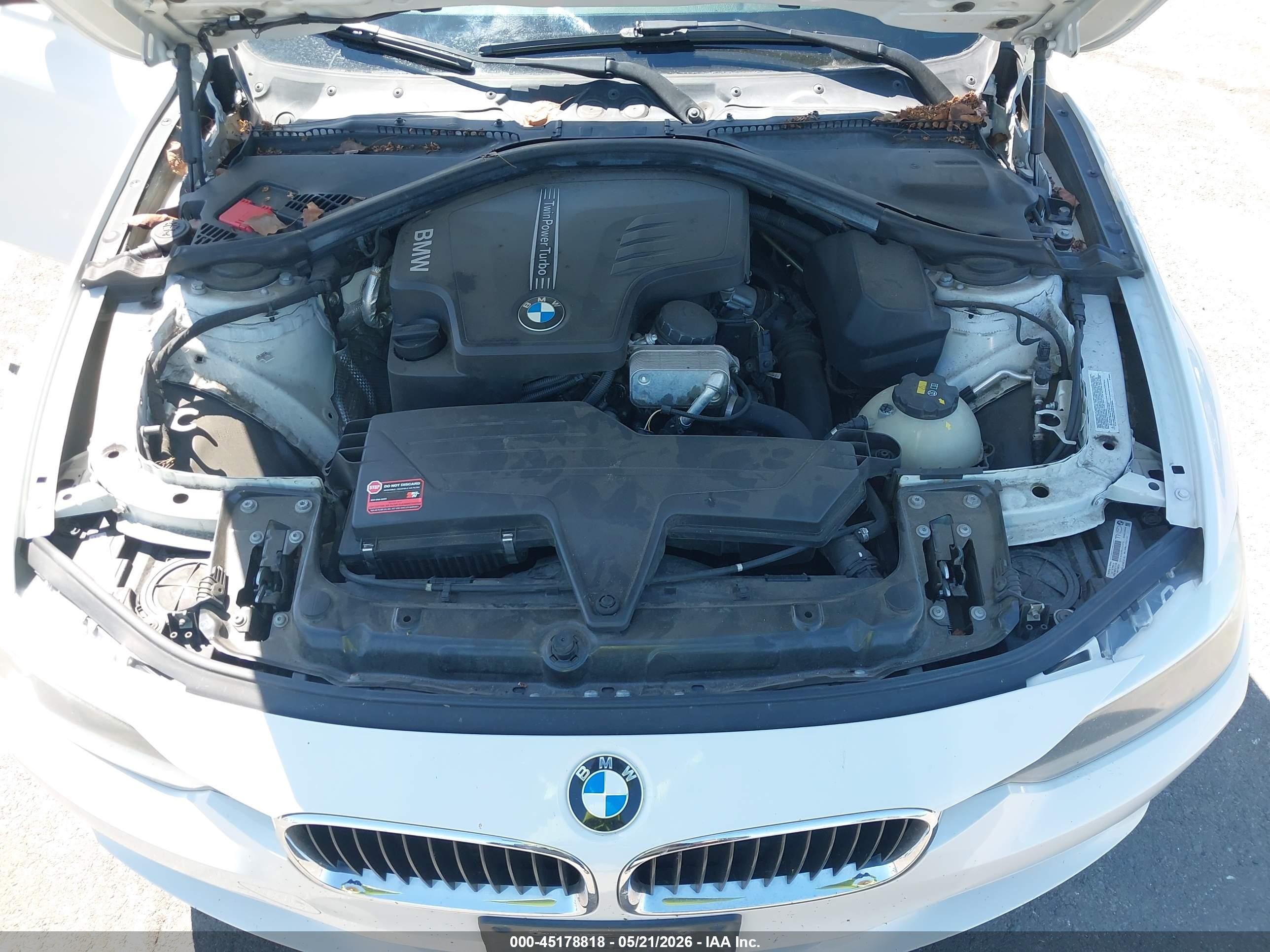 2015 Bmw 320i White vin: WBA3B1G57FNT03543