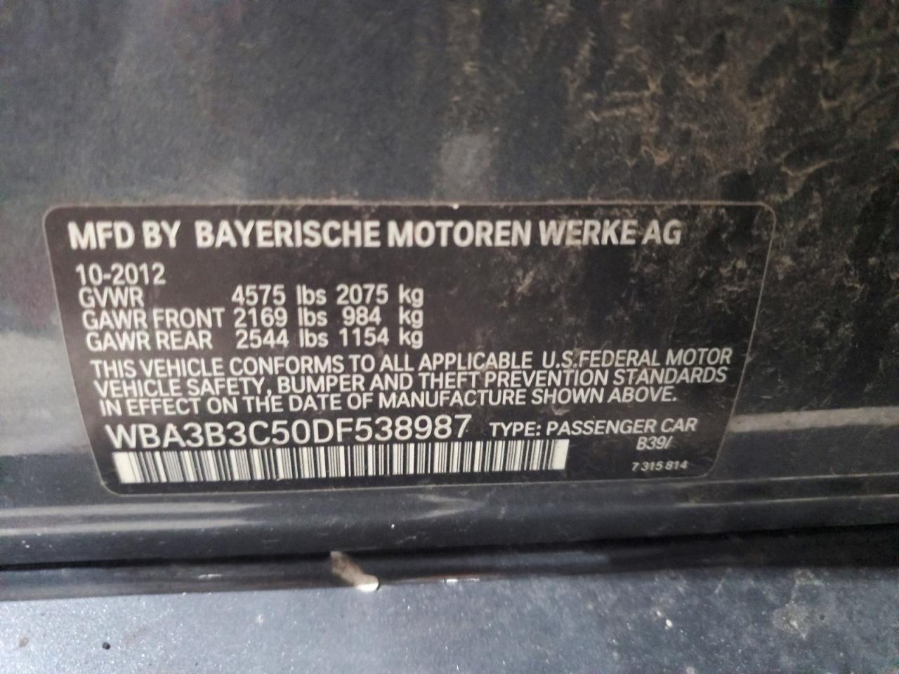 2013 Bmw 328 Xi Gray vin: WBA3B3C50DF538987