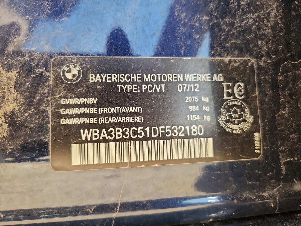 2013 Bmw 328 Xi Blue vin: WBA3B3C51DF532180