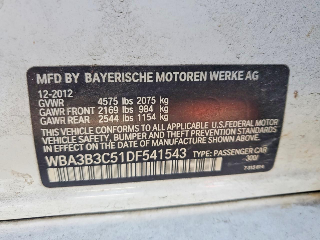 2013 Bmw 328 Xi White vin: WBA3B3C51DF541543