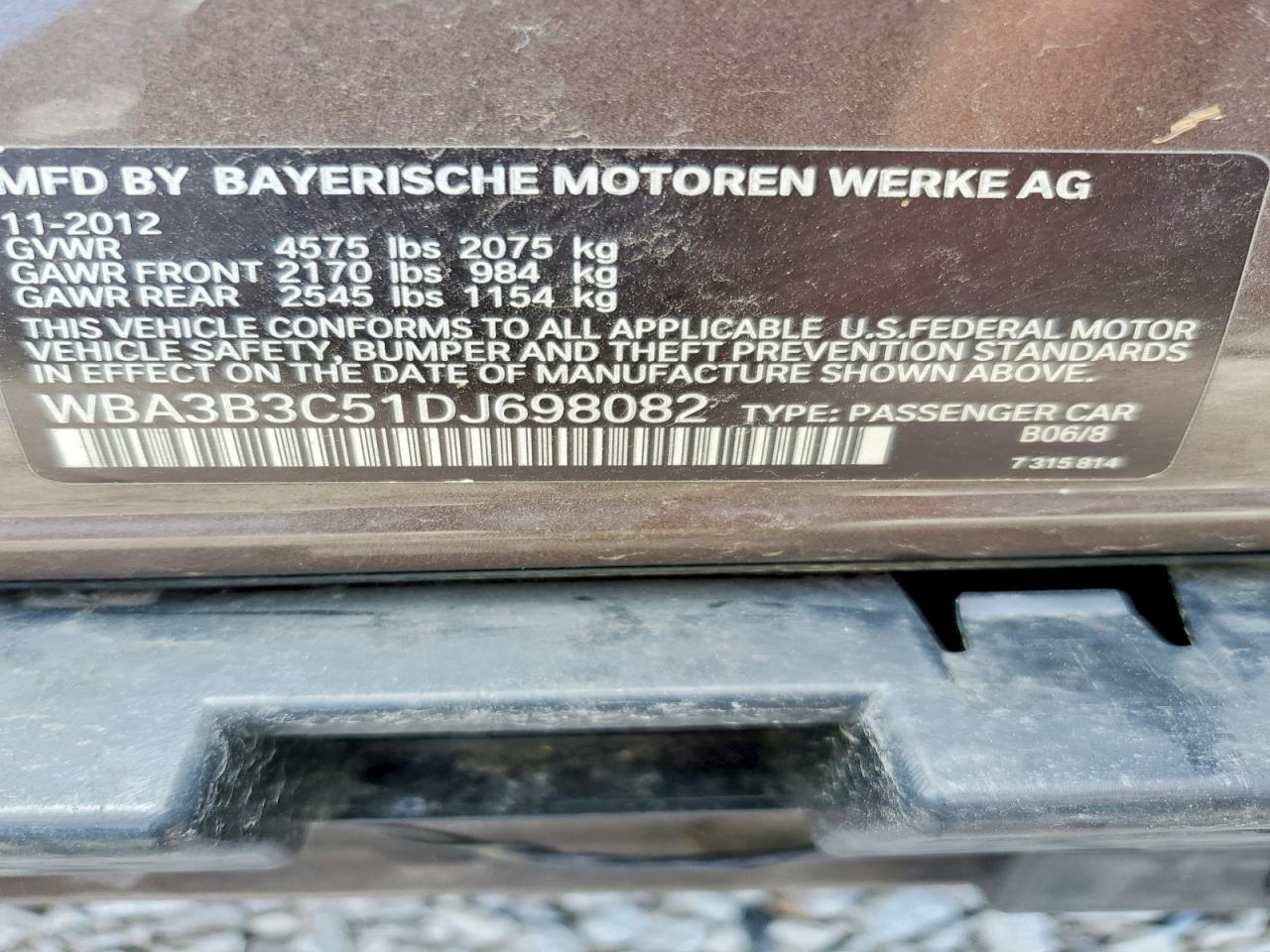 2013 Bmw 328 Xi Brown vin: WBA3B3C51DJ698082