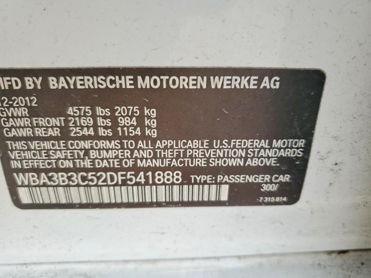 2013 Bmw 328 Xi White vin: WBA3B3C52DF541888