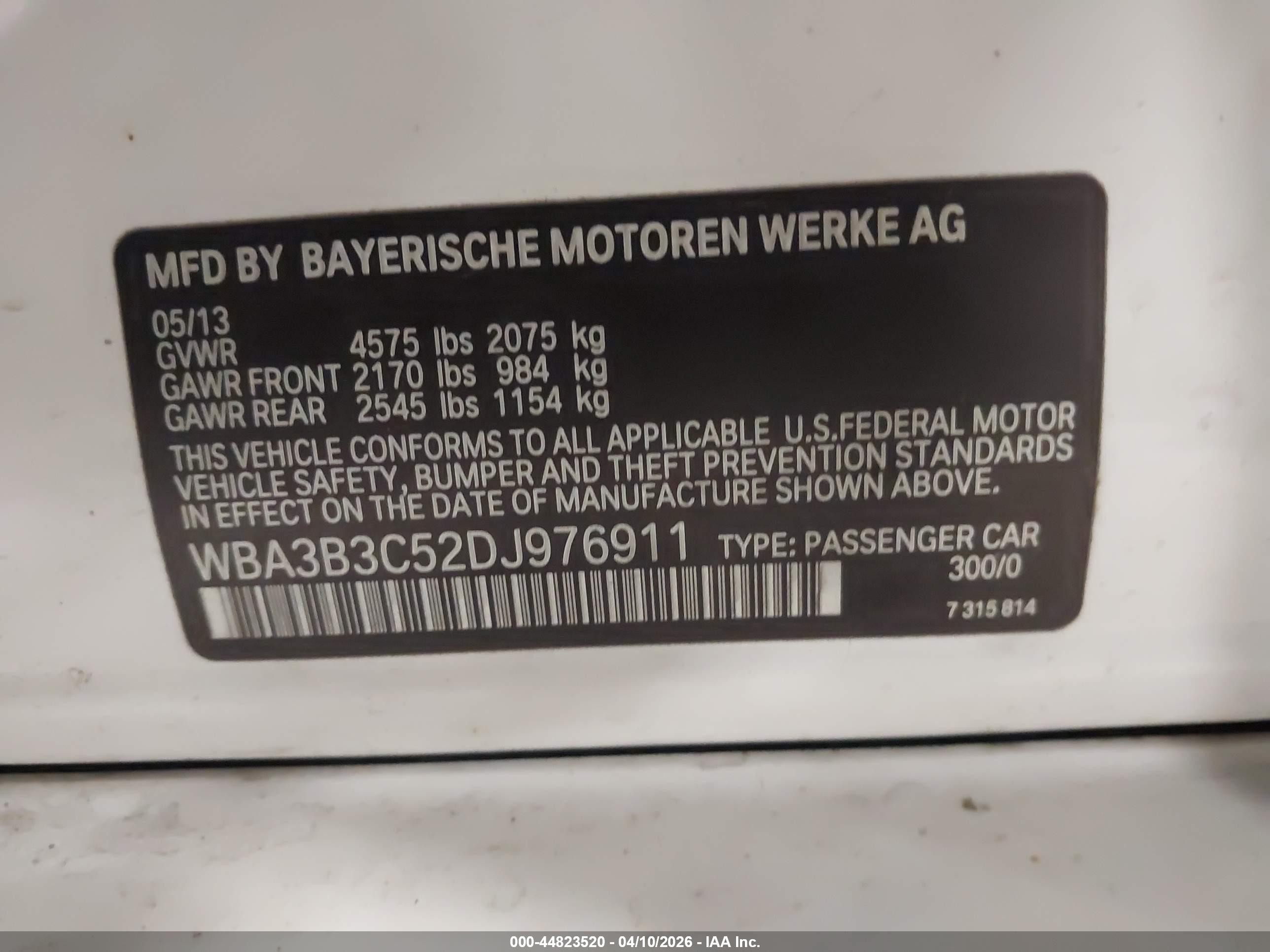 2013 Bmw 328i Xdrive Белый vin: WBA3B3C52DJ976911