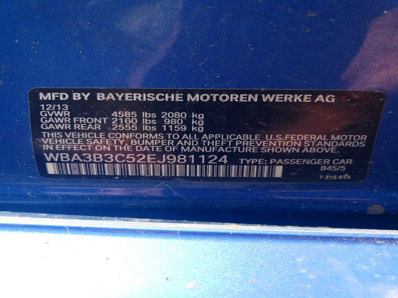 2014 Bmw 328 Xi Blue vin: WBA3B3C52EJ981124