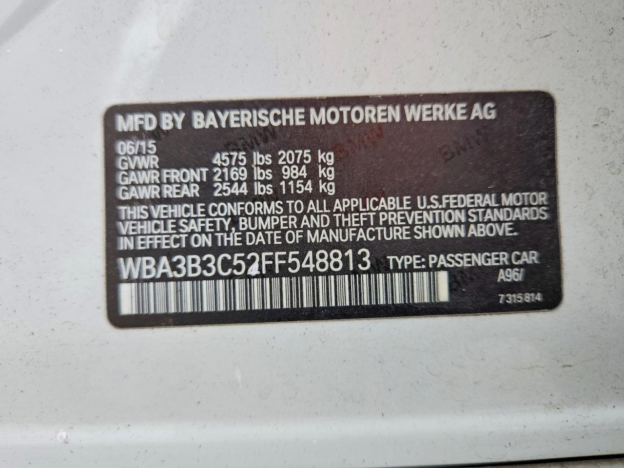 2015 Bmw 328 Xi White vin: WBA3B3C52FF548813