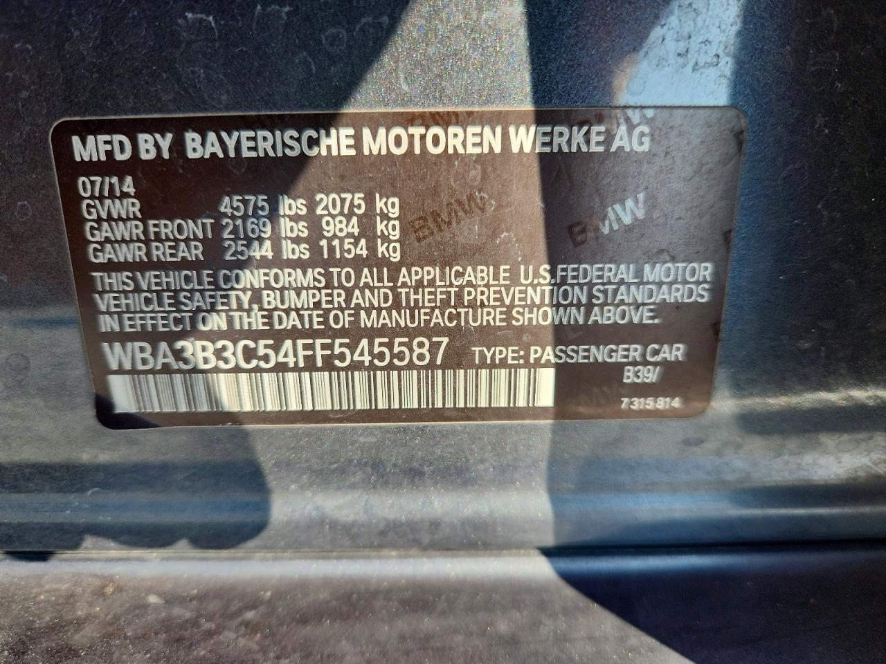 2015 Bmw 328 Xi Gray vin: WBA3B3C54FF545587