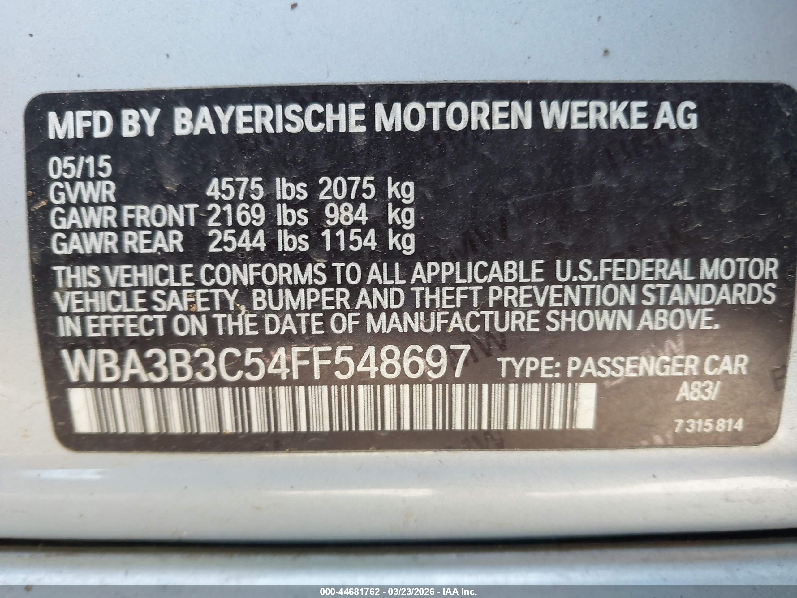 2015 Bmw 328i Xdrive Silver vin: WBA3B3C54FF548697