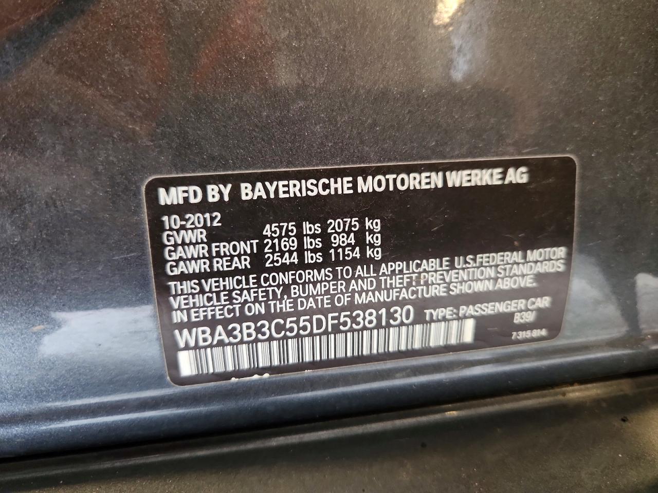 2013 Bmw 328 Xi Gray vin: WBA3B3C55DF538130