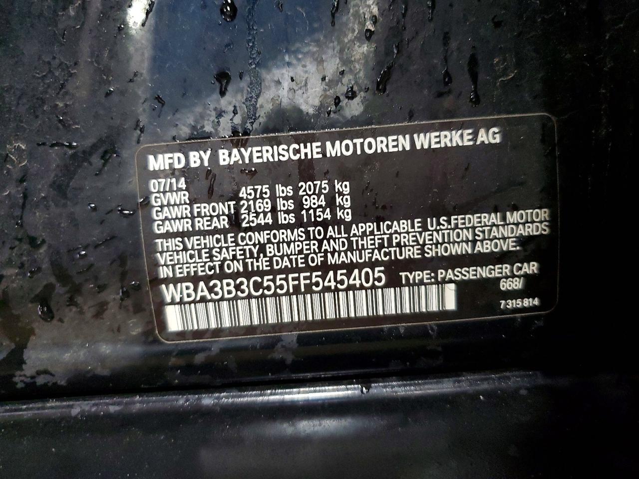 2015 Bmw 328 Xi Black vin: WBA3B3C55FF545405
