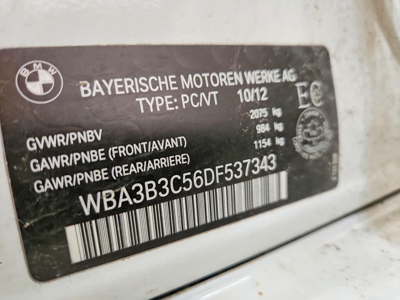 2013 Bmw 328 Xi White vin: WBA3B3C56DF537343