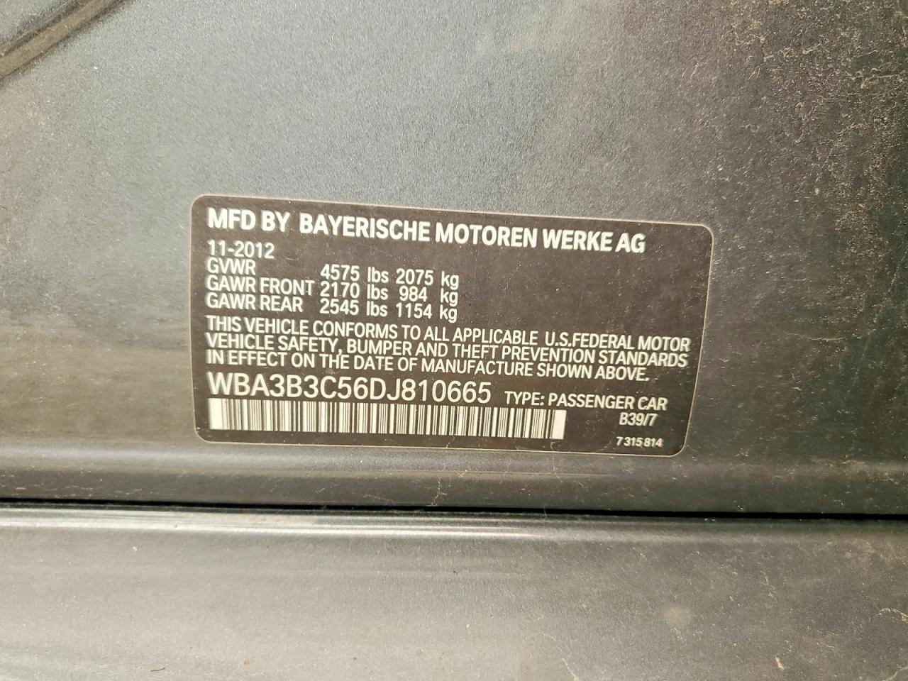 2013 Bmw 328 Xi Серый vin: WBA3B3C56DJ810665