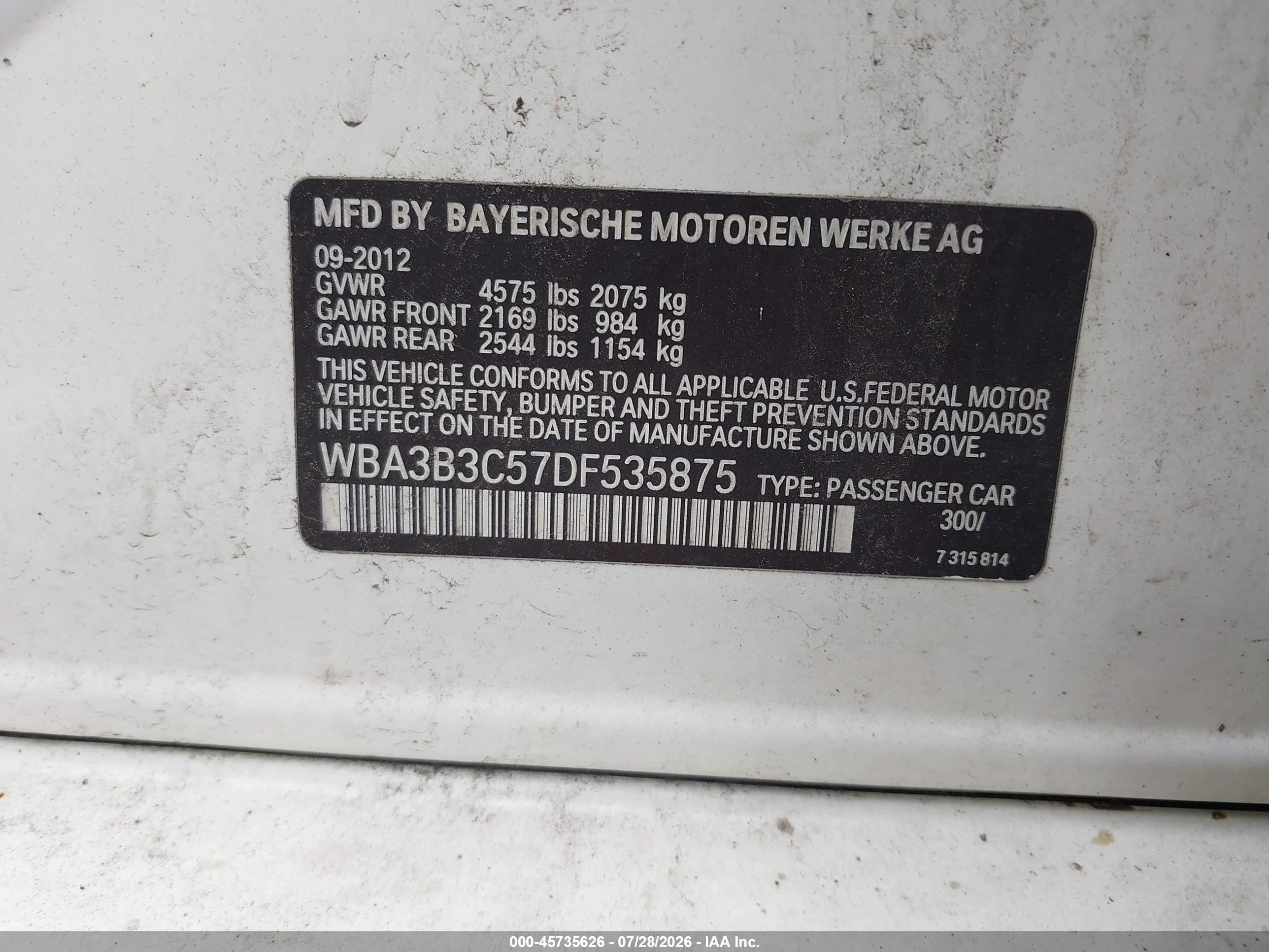 2013 Bmw 328i Xdrive Белый vin: WBA3B3C57DF535875