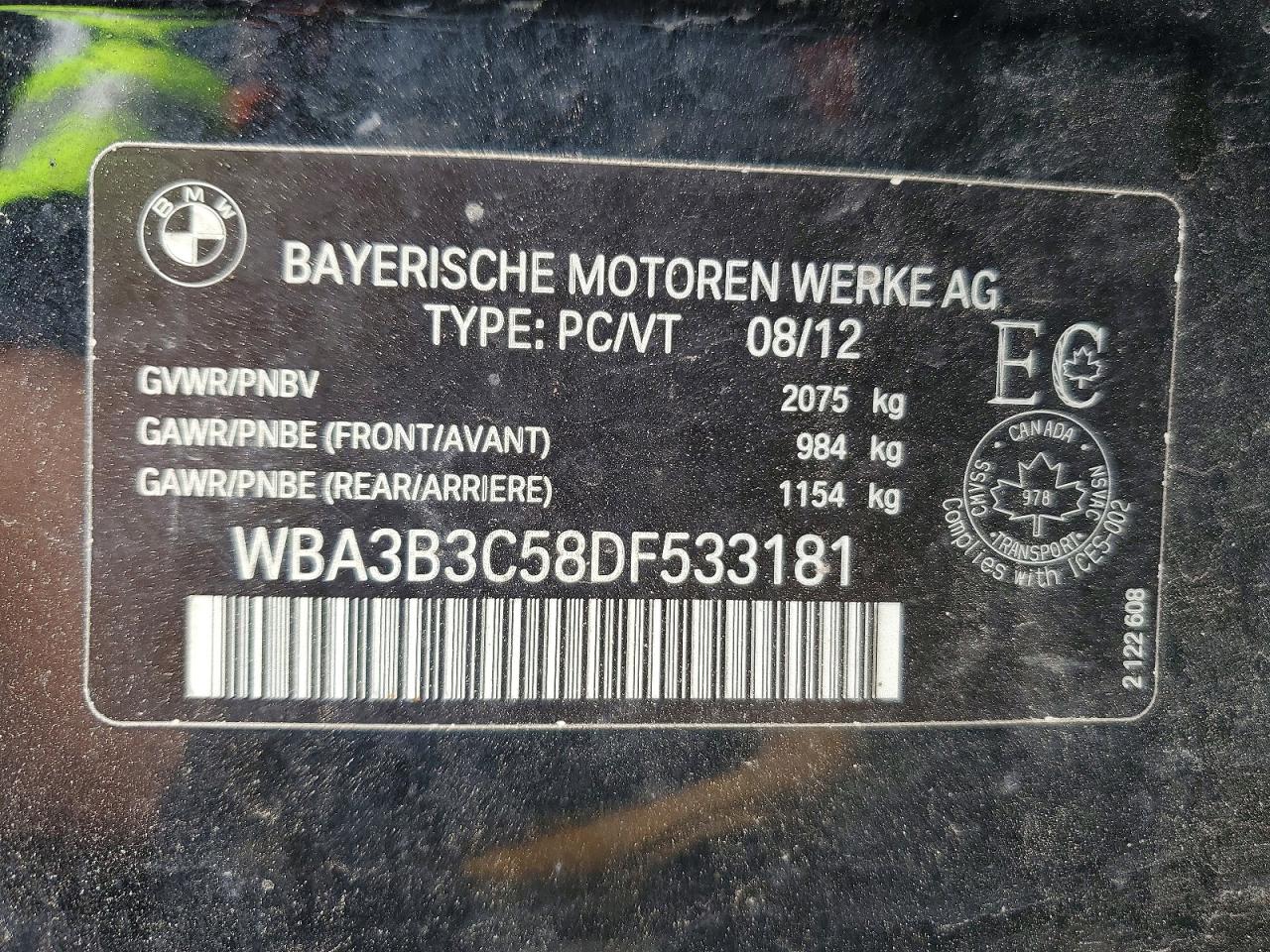 2013 Bmw 328 Xi Black vin: WBA3B3C58DF533181