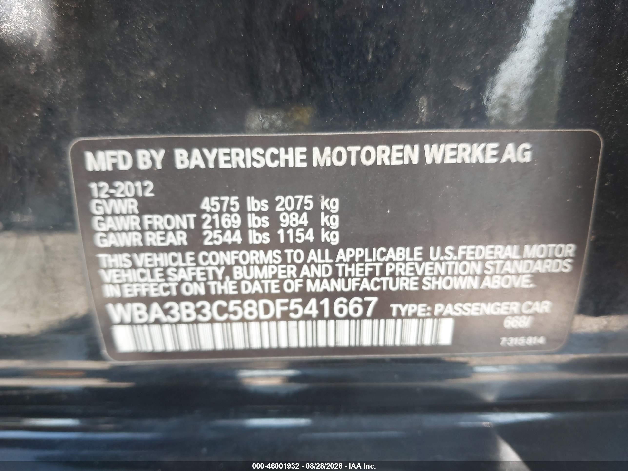 2013 Bmw 328i Xdrive Black vin: WBA3B3C58DF541667