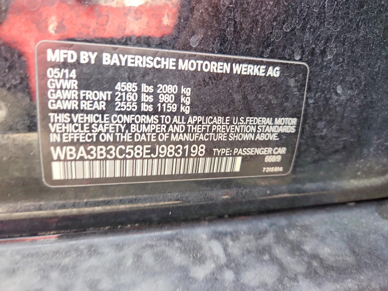 2014 Bmw 328 Xi Черный vin: WBA3B3C58EJ983198