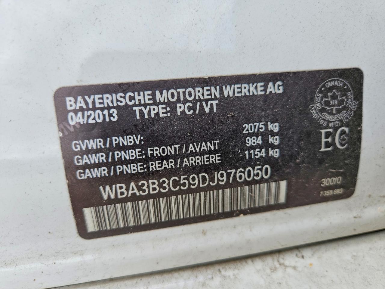 2013 Bmw 328 Xi White vin: WBA3B3C59DJ976050
