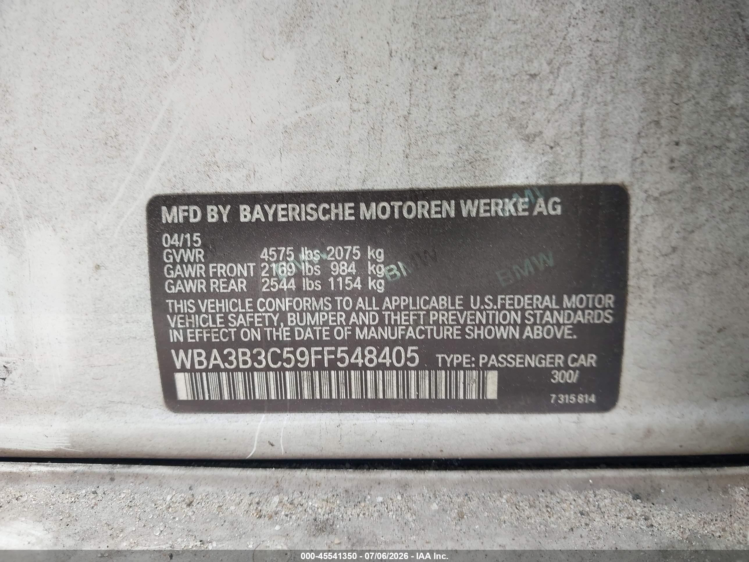 2015 Bmw 328i Xdrive White vin: WBA3B3C59FF548405