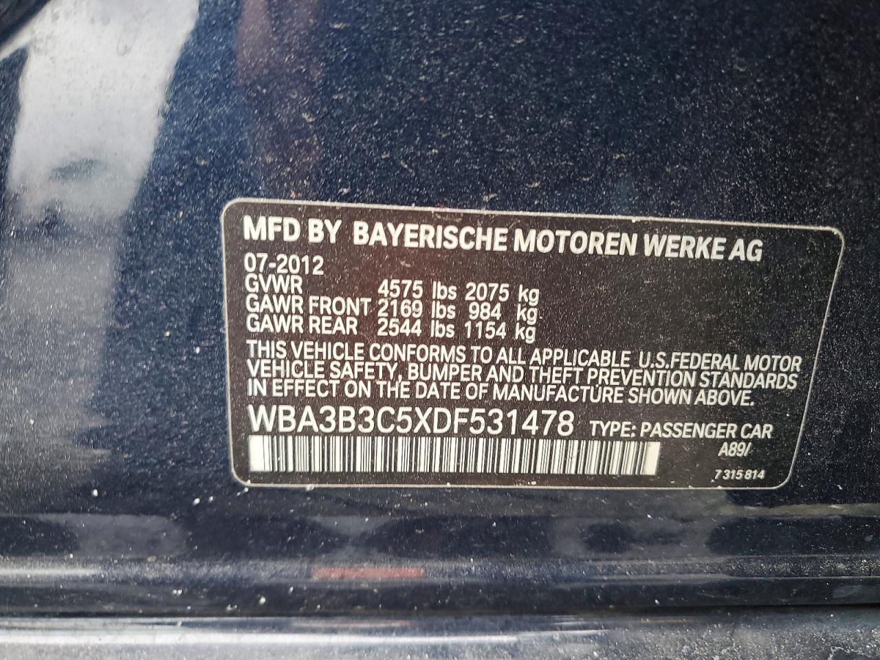 2013 Bmw 328 Xi Blue vin: WBA3B3C5XDF531478