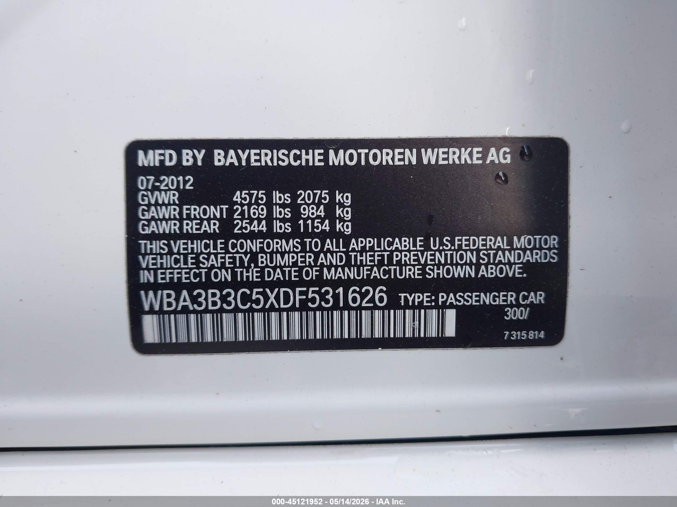 2013 Bmw 328i Xdrive White vin: WBA3B3C5XDF531626
