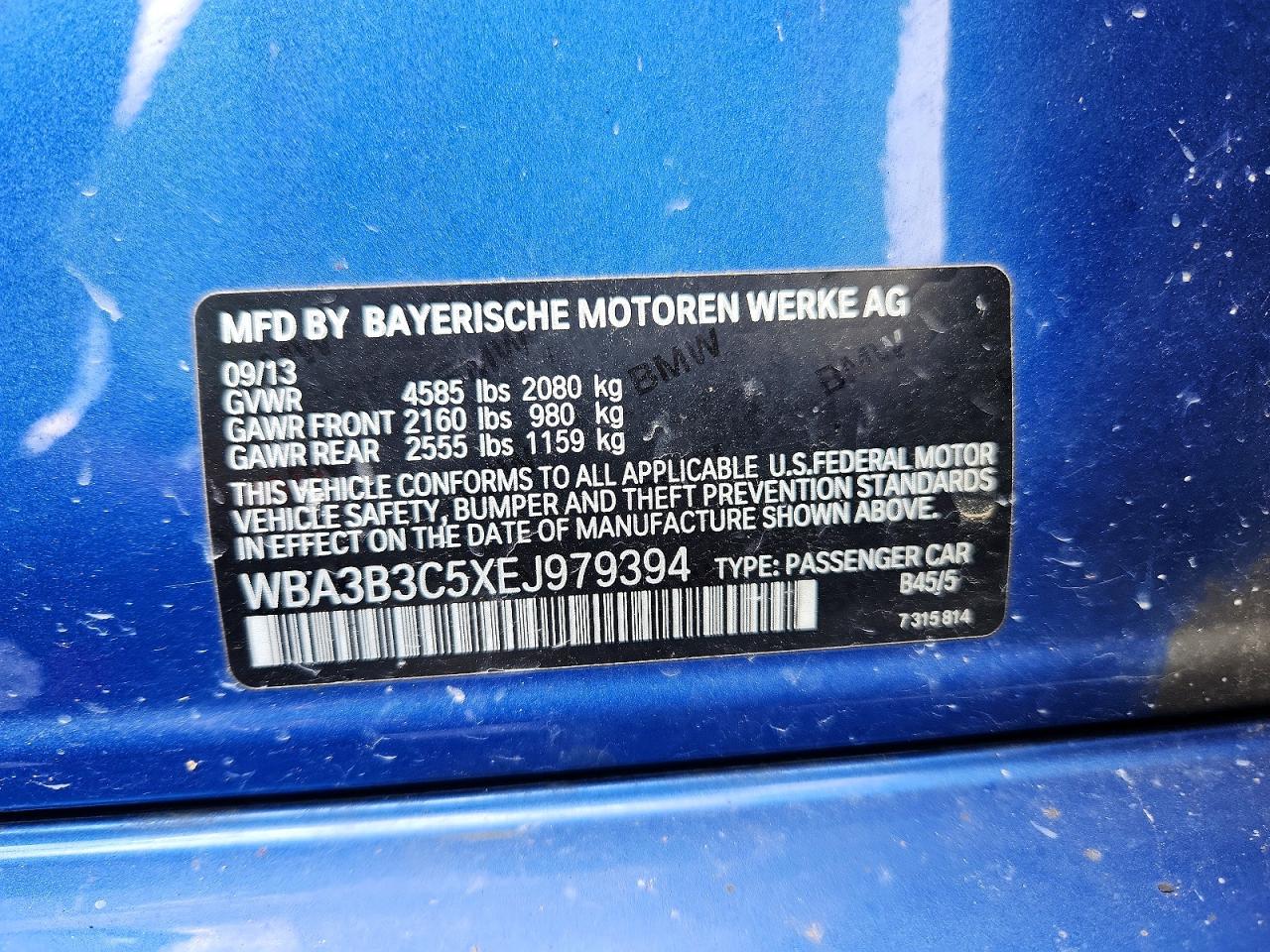 2014 Bmw 328 Xi Синий vin: WBA3B3C5XEJ979394