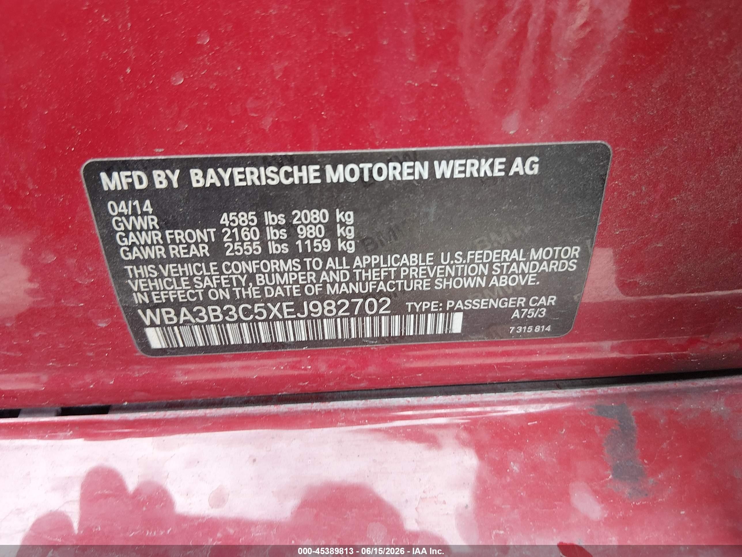 2014 Bmw 328i Xdrive Red vin: WBA3B3C5XEJ982702