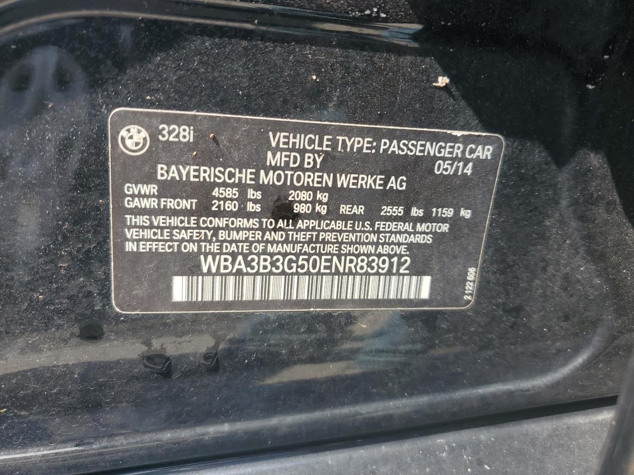 2014 Bmw 328 Xi Black vin: WBA3B3G50ENR83912