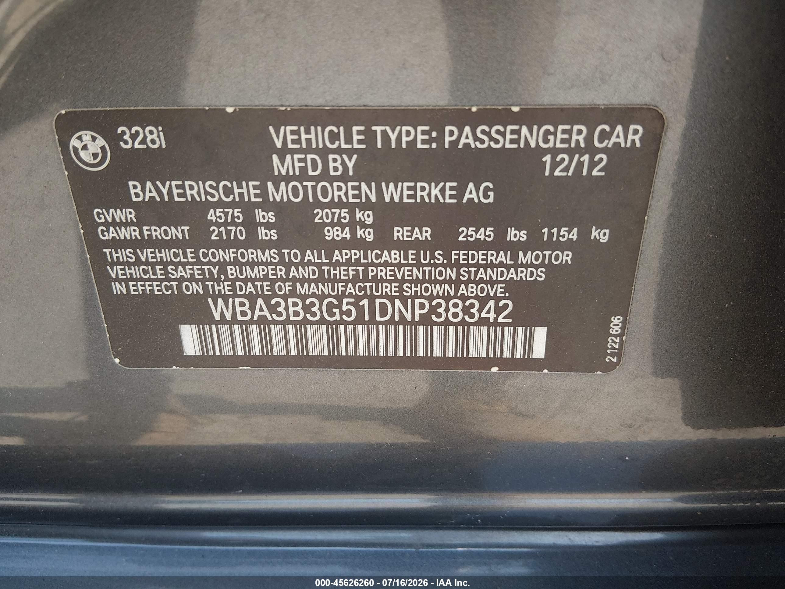 2013 Bmw 328i Xdrive Серый vin: WBA3B3G51DNP38342