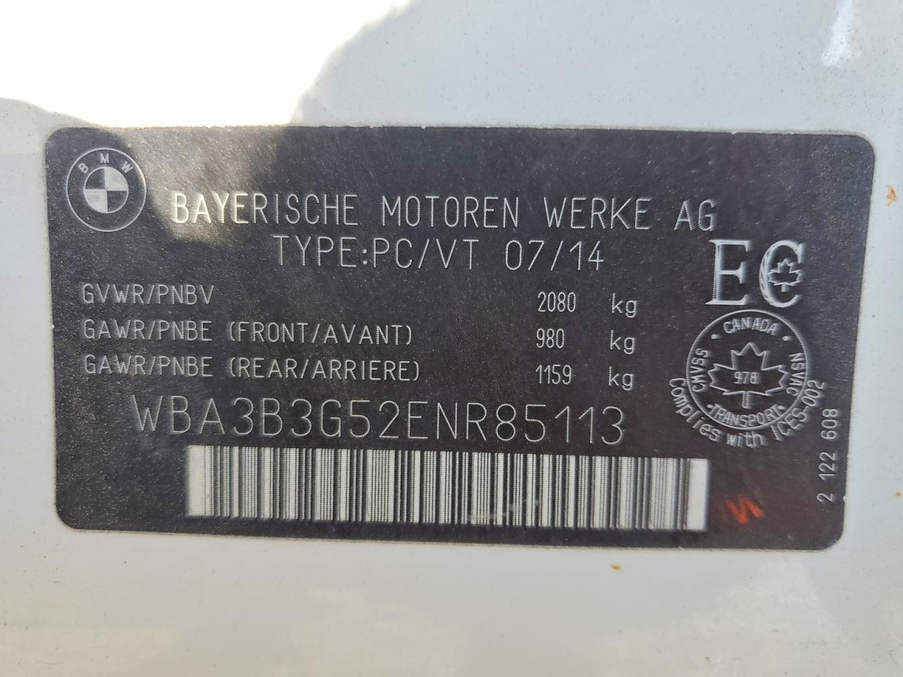 2014 Bmw 328 Xi White vin: WBA3B3G52ENR85113