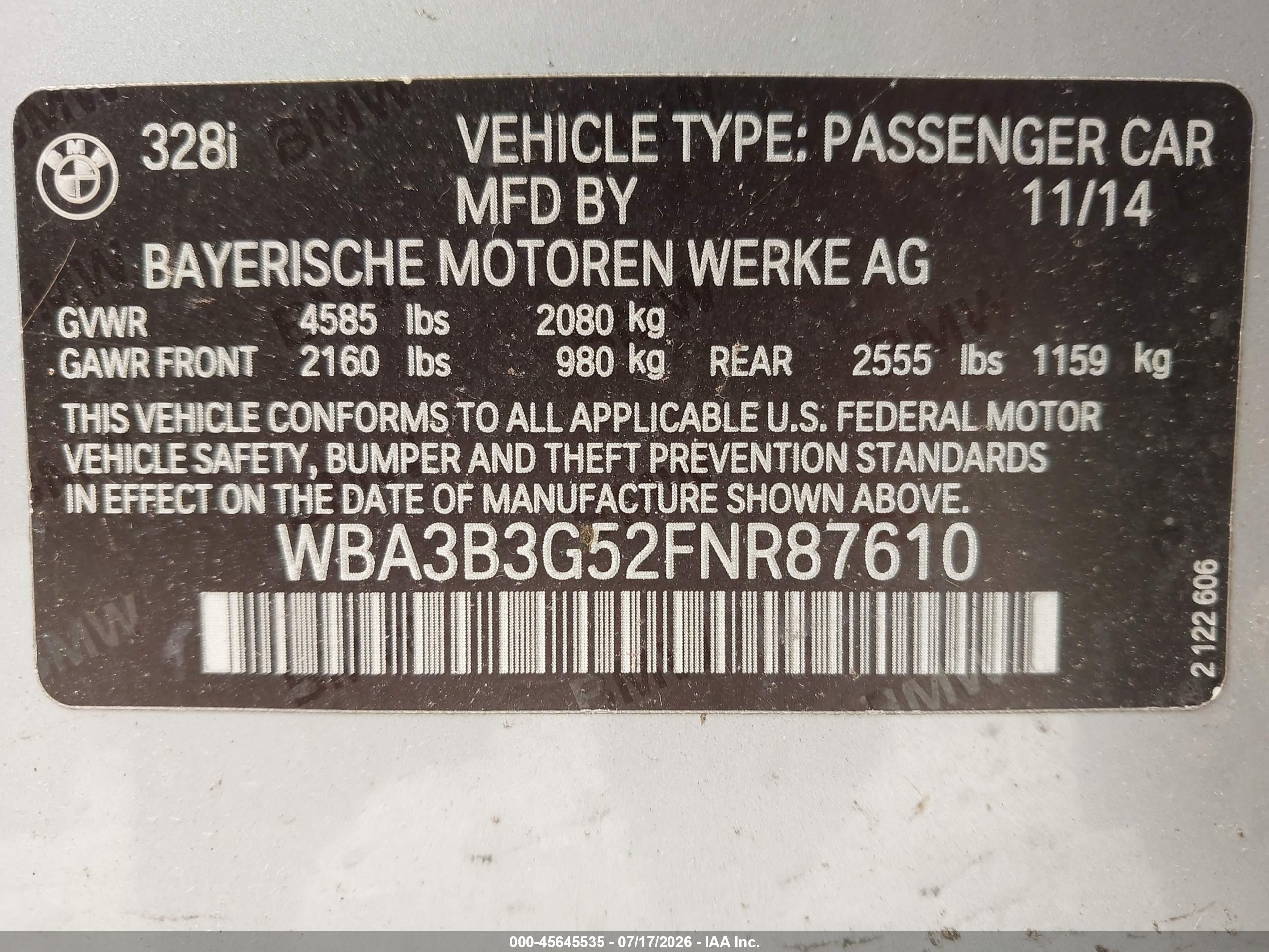 2015 Bmw 328i Xdrive Серебряный vin: WBA3B3G52FNR87610