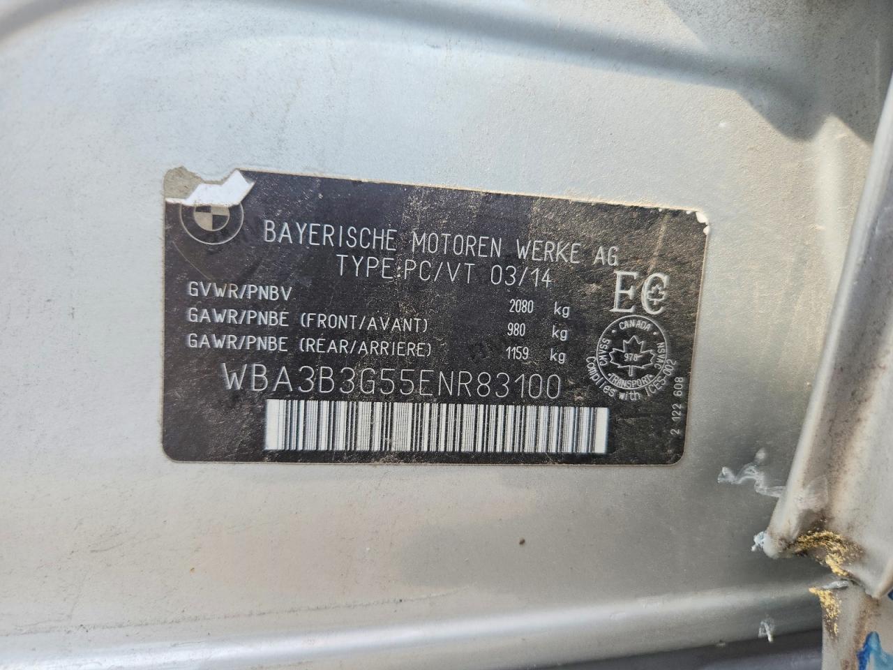 2014 Bmw 328 Xi Gray vin: WBA3B3G55ENR83100